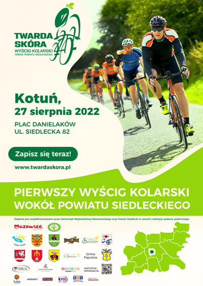 Plakat promujący I Rajd Rowerowy dookoła powiatu siedleckiego 